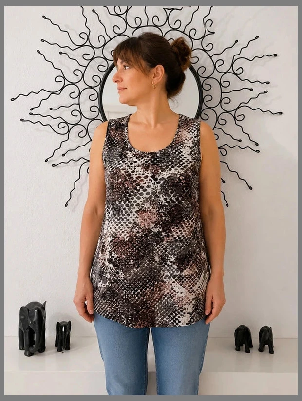 Snake & Reptile Print Tank Top Fluid – Ultra-Stretch Material – Size 42 (XL) – photo 7